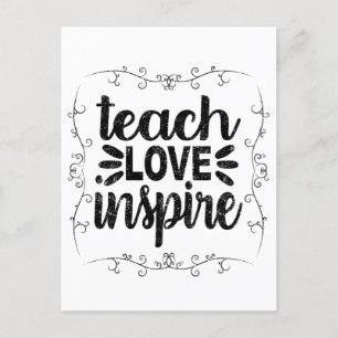 1- Teach Love Inspire Shirt, Retro Vintage Teacher Postcard