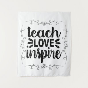 1- Teach Love Inspire Shirt, Retro Vintage Teacher Tapestry