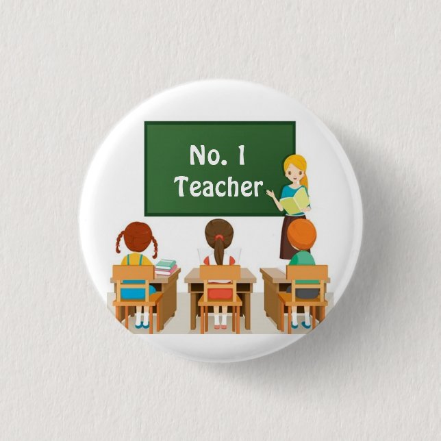 **#1 TEACHER** 3 CM ROUND BADGE (Front)