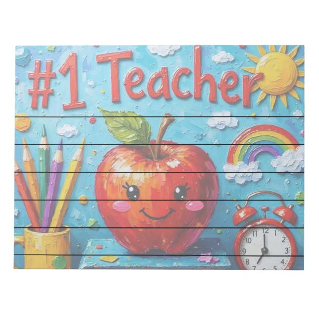 #1 Teacher Appreciation Illustration  Notepad (Front)