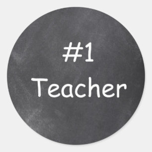 #1 Teacher Chalkboard Design Gift Idea Classic Round Sticker