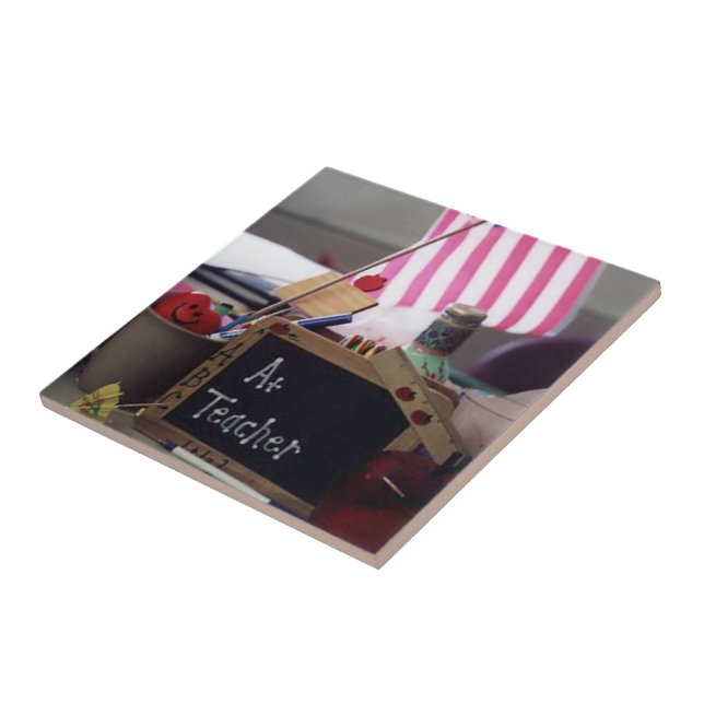 #1 Teacher Tile/Trivet Ceramic Tile (Side)