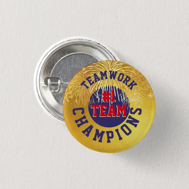 #1 Teamwork employee recognition award button (Front & Back)