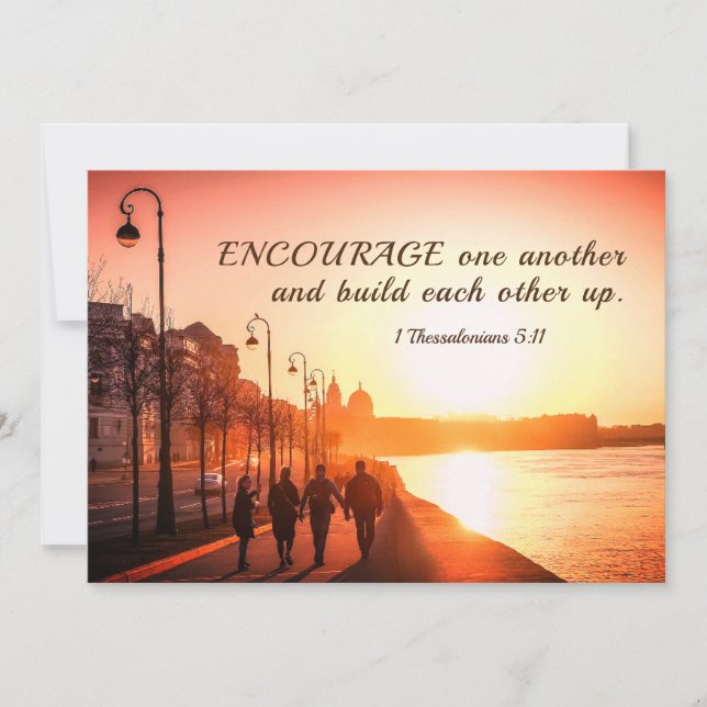 1 Thessalonians 5:11 Encourage Bible Verse Flat Card (Front)