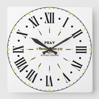 1 Thessalonians 5:17 Bible Verse KJV Roman Numeral Square Wall Clock