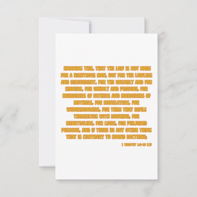 1 Timothy 1:9-10 KJV Bible Scripture Greeting Card (Front)