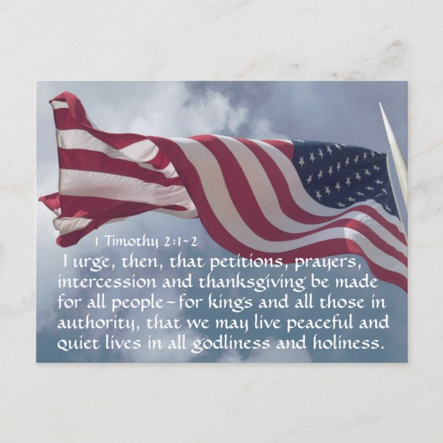 1 Timothy 2:1-2 Prayers... for those in authority Postcard (Front)