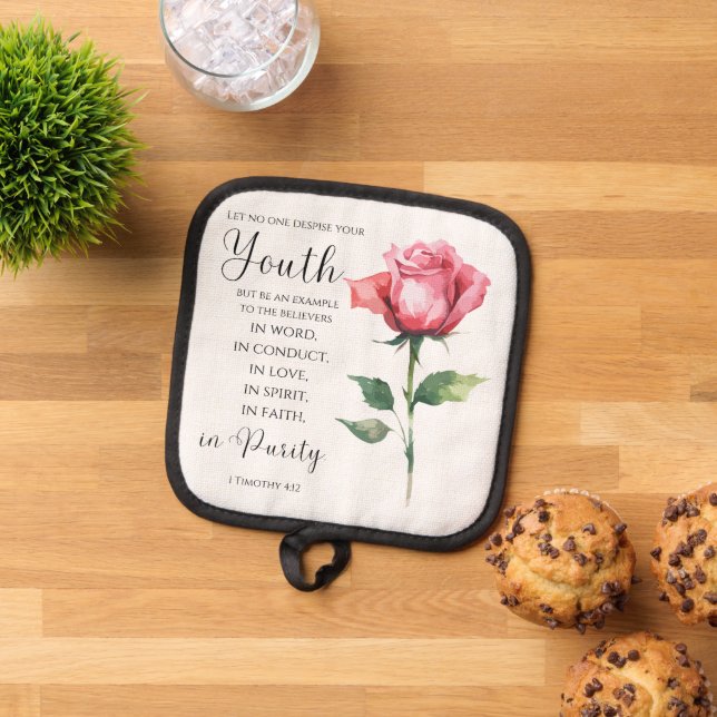 1 Timothy 4:12 - Youth Bible Verse Flower Pot Holder (Top Down)