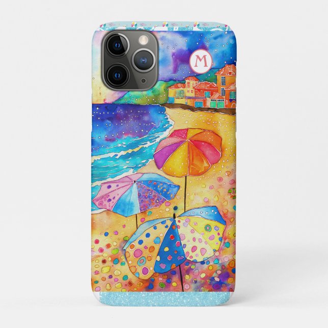 *~*  1 Watercolor Sea Beach Umbrella Sand Case-Mate iPhone Case (Back)