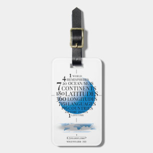 1-World 1-Lifetime Modern Typographic World Map Luggage Tag