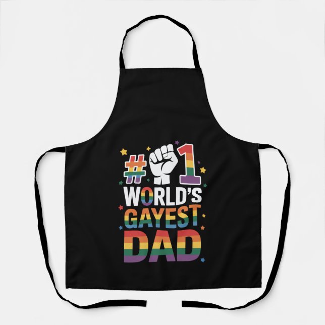 #1 World's Gayest Dad Funny Father's Day LGBT  Apron (Front)