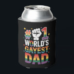 #1 World's Gayest Dad Funny Father's Day LGBT  Can Cooler<br><div class="desc">#1 World's Gayest Dad Funny Father's Day LGBT Pride Rainbow</div>