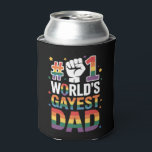 #1 World's Gayest Dad Funny Father's Day LGBT  Can Cooler<br><div class="desc">#1 World's Gayest Dad Funny Father's Day LGBT Pride Rainbow</div>