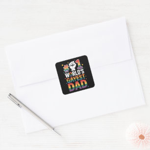 #1 World's Gayest Dad Funny Father's Day LGBT  Square Sticker