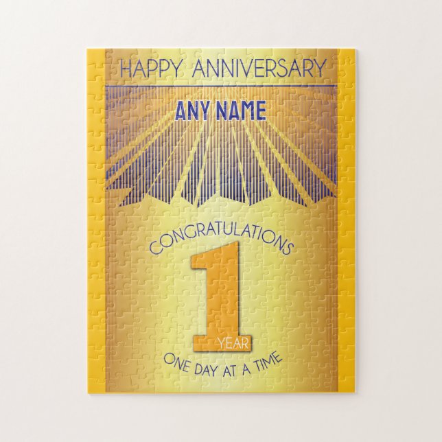 1 Year | AA 12 Step Anniversary Personalised Jigsaw Puzzle (Vertical)