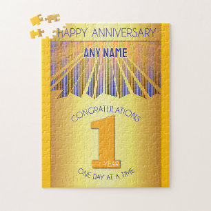 1 Year AA 12 Step Anniversary Personalised Jigsaw Puzzle