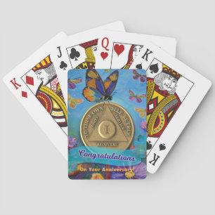 1 Year AA Anniversary Coin Butterflies Flowers Playing Cards