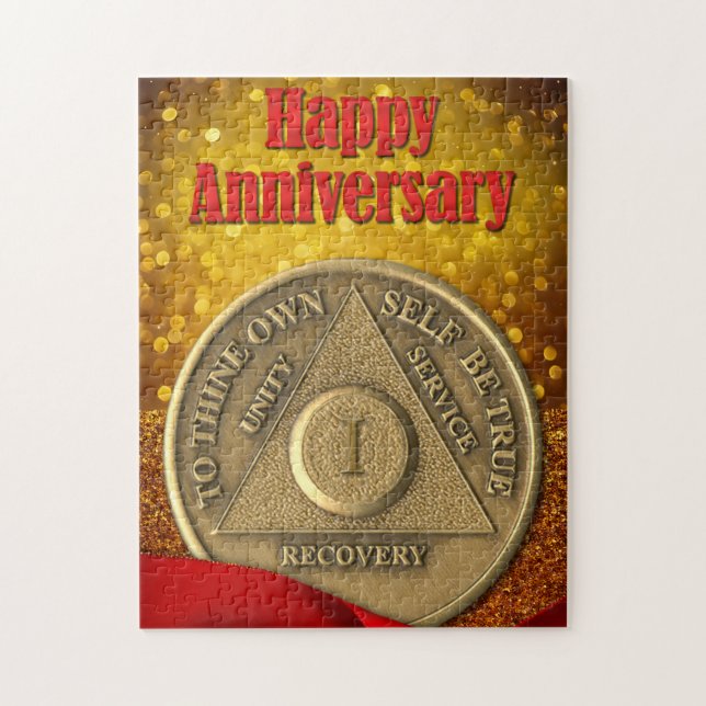 1 Year AA Coin Glitter Happy Anniversary Jigsaw Puzzle (Vertical)
