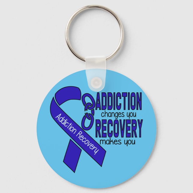 1 Year Addiction Sobriety  Key Ring (Front)