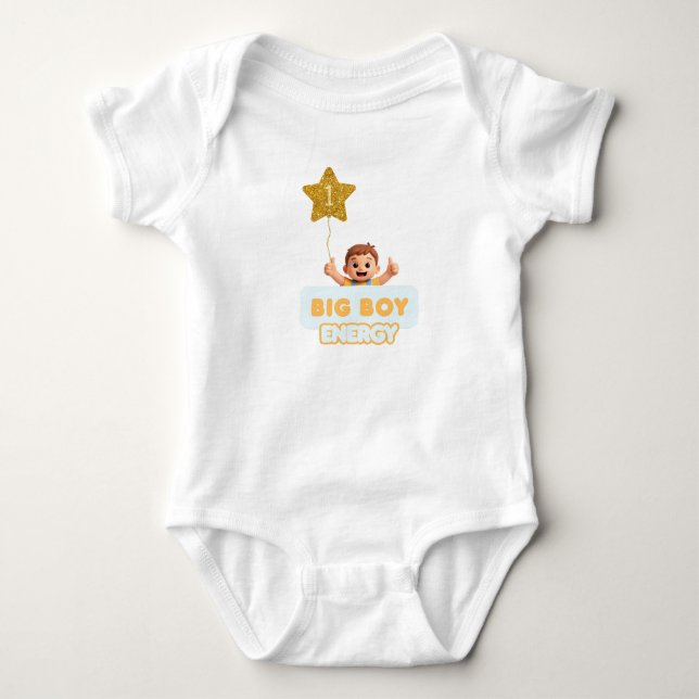1 Year Big Boy Energy Baby One‑Piece Bodysuit (Front)