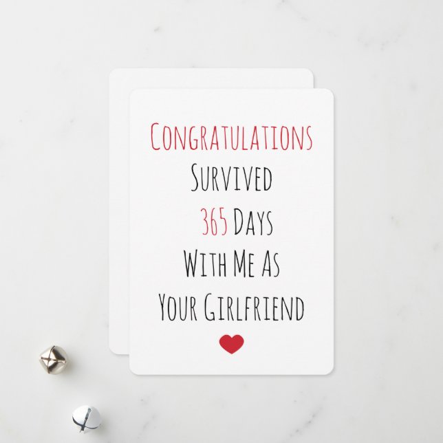 1 Year Boyfriend Anniversary Holiday Card (Front/Back In Situ)