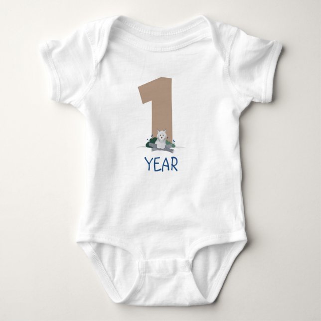 1 year canadian lynx baby bodysuit (Front)