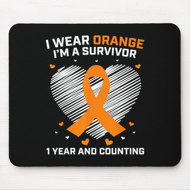 1 Year Cancer Free Leukaemia Survivor Gifts Orange Mouse Pad (Front)