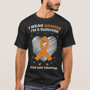 1 Year Cancer Free Leukaemia Survivor Gifts Orange T-Shirt
