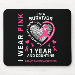 1 Year Cancer Free Mum Pink Awareness Breast Cance Mouse Pad