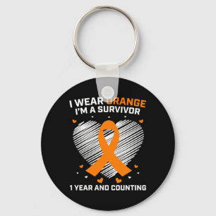 1 Year Cancer Leukaemia Survivor Gifts Orange Key Ring