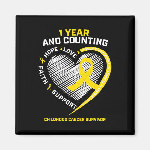 1 Year Cancer Survivor Gold Childhood Cancer Aware Magnet