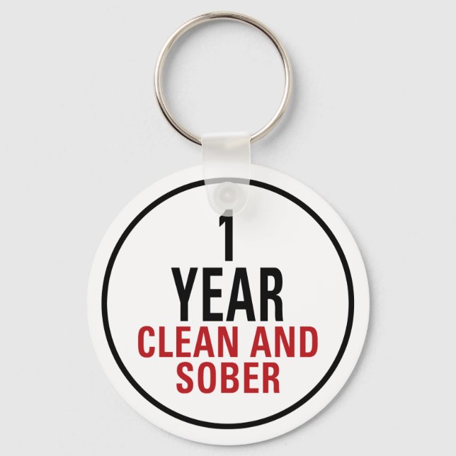 1 Year Clean and Sober Key Ring (Front)