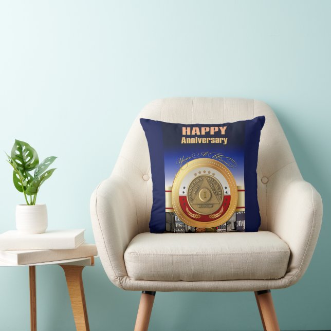 1 Year CUSTOM NAME Sober Anniversary Coin Award Cushion (Chair)
