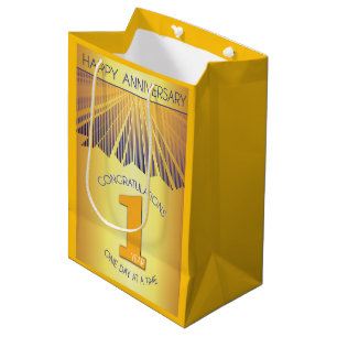 1 Year   Golden Ray 12 Step Anniversary Medium Gift Bag