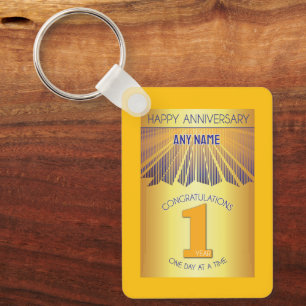 1 Year   Golden Ray 12 Step CUSTOM NAME Key Ring