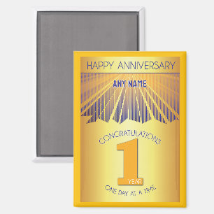 1 Year   Golden Ray 12 Step CUSTOM NAME Magnet