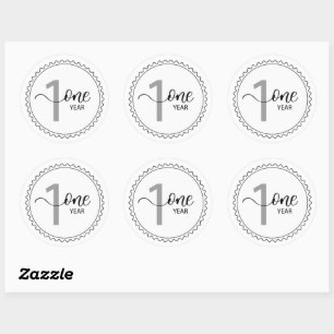 1 Year Milestone Classic Round Sticker