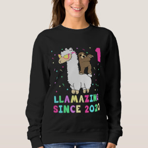 1 Year Old 1st Birthday Sloth Riding Llama Girls K Sweatshirt