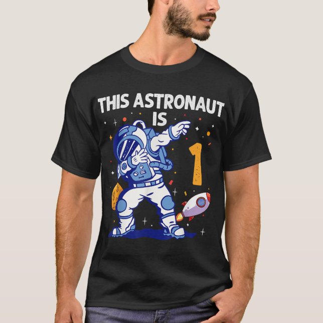 1 Year Old Astronaut Space Planet 1st Birthday Boy T-Shirt (Front)