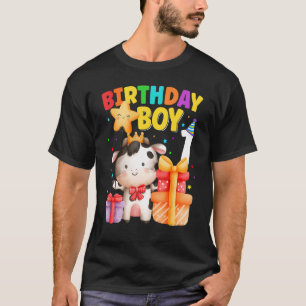 1 Year Old Birthday Boy 1st Cow Farm Animals Birth T-Shirt