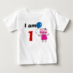 1 year old birthday girl gift (cute pig) baby T-Shirt