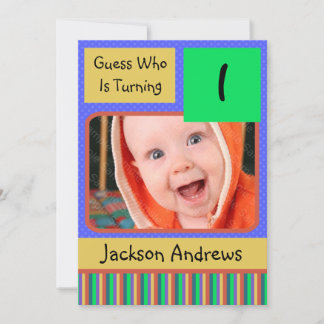 1 Year Old Birthday Party Invitations BOY