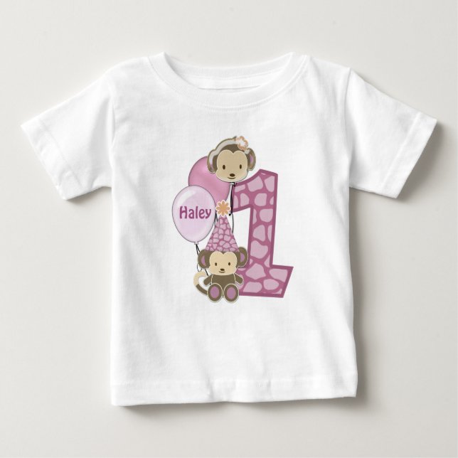 1-year old birthday t-shirt CJ-orchid style#2 (Front)