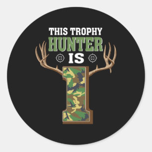 1 Year Old Hunting 1st Birthday Party Deer Hunter Classic Round Sticker