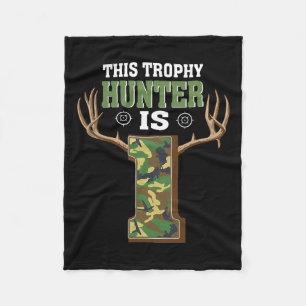 1 Year Old Hunting 1st Birthday Party Deer Hunter  Fleece Blanket