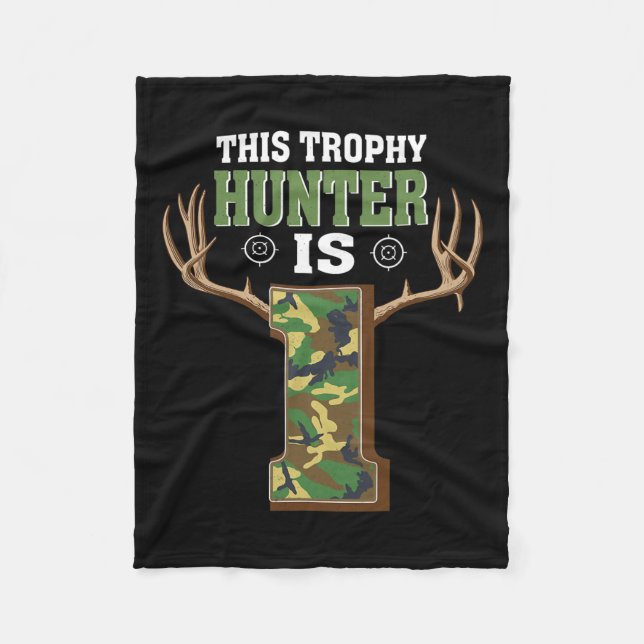 1 Year Old Hunting 1st Birthday Party Deer Hunter  Fleece Blanket (Front)
