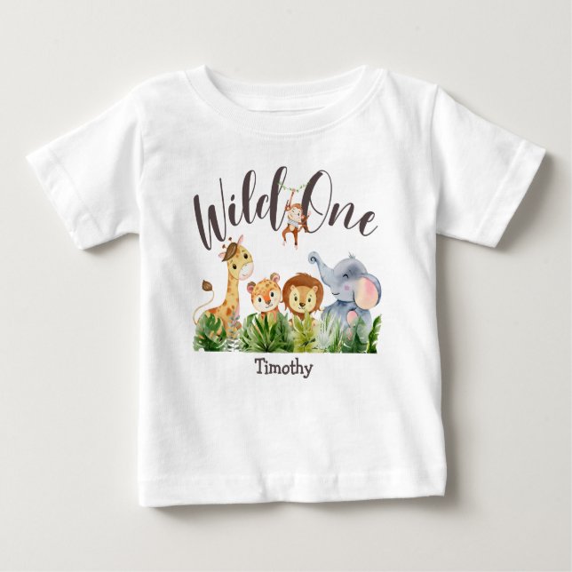 1 Year Old Wild One 1st Birthday Baby T-Shirt (Front)