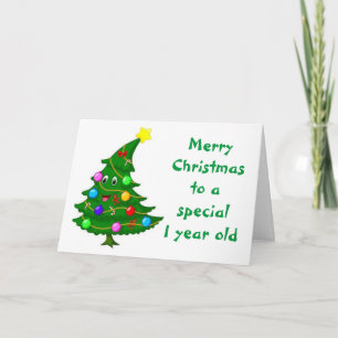 "1 YEAR OLD'S" CHRISTMAS CARD WITH SILLY TREE