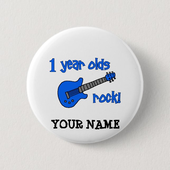 1 year olds rock! Personalised Baby's 1st Birthday 6 Cm Round Badge (Front)
