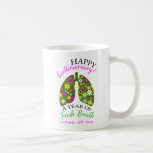 1 Year Quit Smoking Anniversary Quote Floral Lungs Coffee Mug